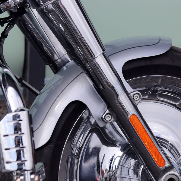 Custom Short Front Fender Barracuda Silver With Pinstripe Fits for