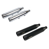 Hoprousa Black Chrome Slip-on Mufflers Short Long Exhaust For 2018-2024 Harley Davidson Softail Fatboy Breakout Street Bob Slim Low Rider Heritage Classic Deluxe