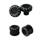 Hoprousa Chrome Black CNC Harley Axle Nut Covers for Harley Softail Fat Boy Breakout Street Bob 2018-2024, Front & Rear Axle Caps for Harley Davidson
