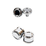 Hoprousa Chrome Black CNC Harley Axle Nut Covers for Harley Softail Fat Boy Breakout Street Bob 2018-2024, Front & Rear Axle Caps for Harley Davidson