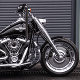 Hoprousa Motorcycle Fenders Custom Short Gloss Black with Silver Pinstripe Front Fender Fits for 2018-2025 Harley Davidson Softail Fat Boy