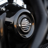 Hoprousa Motorcycle Black Timing Timer Cover Custom Stars and Stripes CNC Chrome For Harley Davidson 2017+ M8 engine-equipped Softail Touring models Breakout Fatboy Street Bob Road King Street Glide