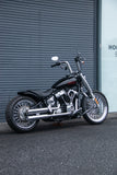 Hoprousa Black Chrome Slip-on Mufflers Short Long Exhaust For 2018-2024 Harley Davidson Softail Fatboy Breakout Street Bob Slim Low Rider Heritage Classic Deluxe