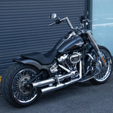 Hoprousa Black Chrome Slip-on Mufflers Short Long Exhaust For 2018-2024 Harley Davidson Softail Fatboy Breakout Street Bob Slim Low Rider Heritage Classic Deluxe