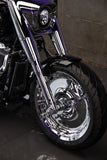 Hoprousa Motorcycle Fenders Custom Short Gloss Black with Silver Pinstripe Front Fender Fits for 2018-2025 Harley Davidson Softail Fat Boy