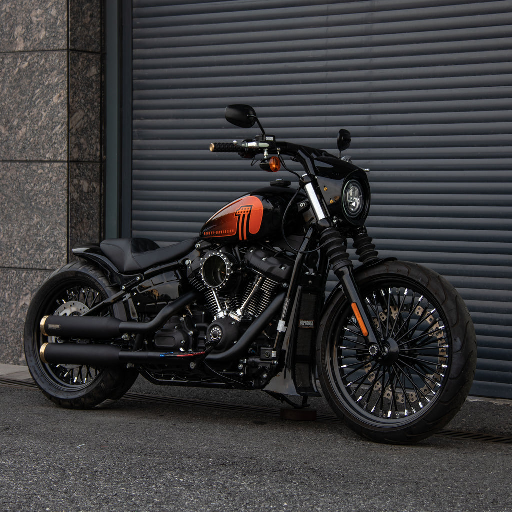 Hoprousa Motorcycle Wheel Rear Bobber Chopper Custom Black Fat Spoke Tubeless Without Inner Tube For Harley Sofail 2018 Street Bob Softail Standard