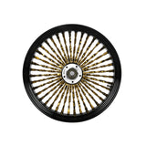 Front 21x3.5"/Rear 18x5.5" Black/Gold Twist Spoke Tubeless Front Wheel For '14-later Harley Touring Dual Disc with Abs Bearing Models