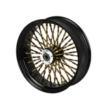Front 21x3.5"/Rear 18x5.5" Black/Gold Twist Spoke Tubeless Front Wheel For '14-later Harley Touring Dual Disc with Abs Bearing Models