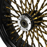 Front 21x3.5"/Rear 18x5.5" Black/Gold Twist Spoke Tubeless Front Wheel For '14-later Harley Touring Dual Disc with Abs Bearing Models