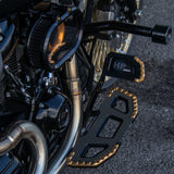Hoprousa Motorcycle Panda Floorboards Foot Pegs Black Driver Stretched Footrests Chopper Bobber Diamond Hollow-out For Harley 1986+ Touring All models
