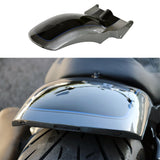 Hoprousa Motorcycle Fender Heavy Duty New Short Gauntlet Gray Metallic Vivid Black with Blue and Black Pinstripe Rear Fender With Lights Plug & Play Fit for Harley Softail Breakout Fat Boy 2018-2022