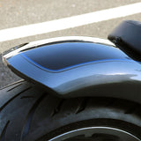 Hoprousa Motorcycle Fender Heavy Duty New Short Gauntlet Gray Metallic Vivid Black with Blue and Black Pinstripe Rear Fender With Lights Plug & Play Fit for Harley Softail Breakout Fat Boy 2018-2022