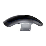 Hoprousa Motorcycle Fenders Custom Short Front Fender Gauntlet Gray Metallic Vivid Black with Blue and Black Pinstripe Fits for 2018-2022 Harley Softail Fat Boy