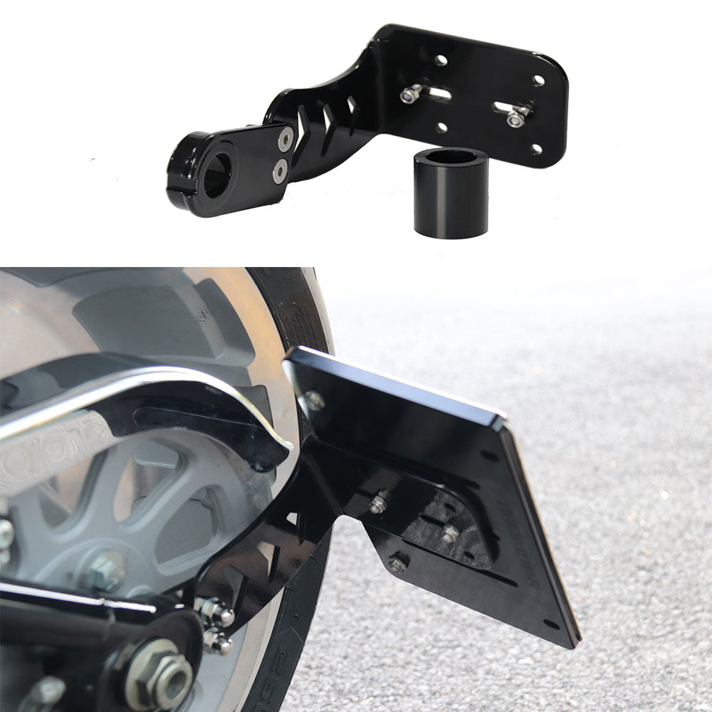 Hoprousa Motorcycle Gloss Black License Plate Relocation Bracket Side  Mounting Kit for Harley Softail 2008-2022 Fatboy Breakout Slim Street bob