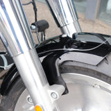 Hoprousa Motorcycle Fenders Custom Short Gloss Black with Silver Pinstripe Front Fender Fits for 2018-2025 Harley Davidson Softail Fat Boy